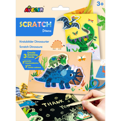 Škrabací kartičky - blahopřání - dinosauři