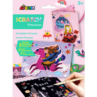 Škrabací kartičky - blahopřání - princezny
