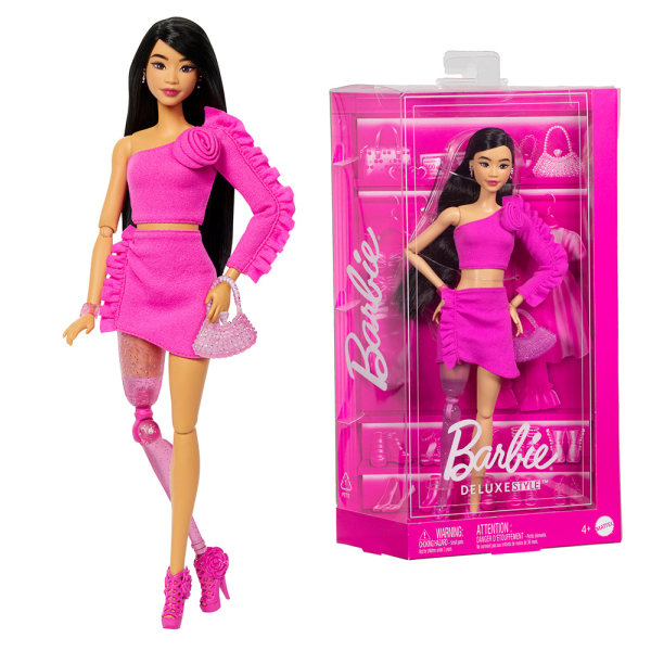 Barbie deluxe modelka - šaty s růží