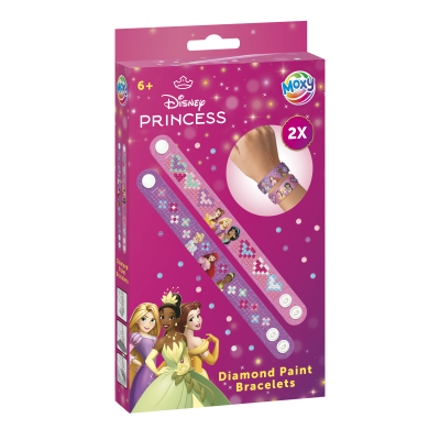 Diamantové malování Disney Princezny - výroba náramků 2 ks