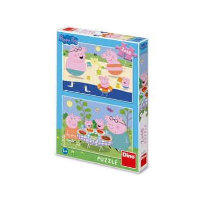 Puzzle 2x48 dílků Prasátko Peppa: Na dovolené