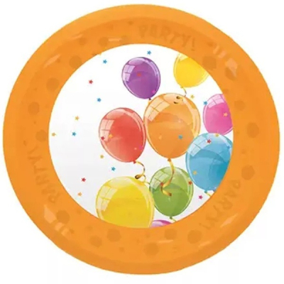Talíř plastový znovupoužitelný s balónky 21 cm