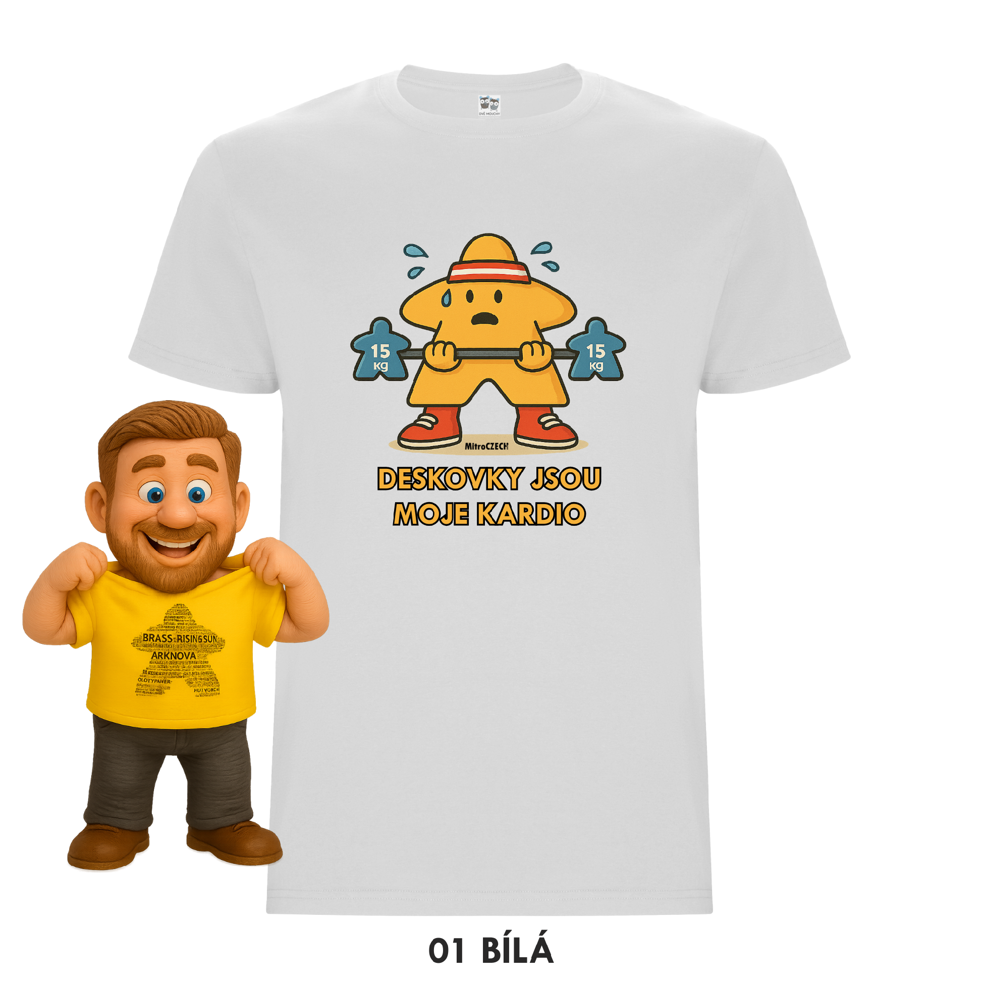MitroCZECH Deskovky jsou moje kardio - TRIČKO Barva: 01 bílá