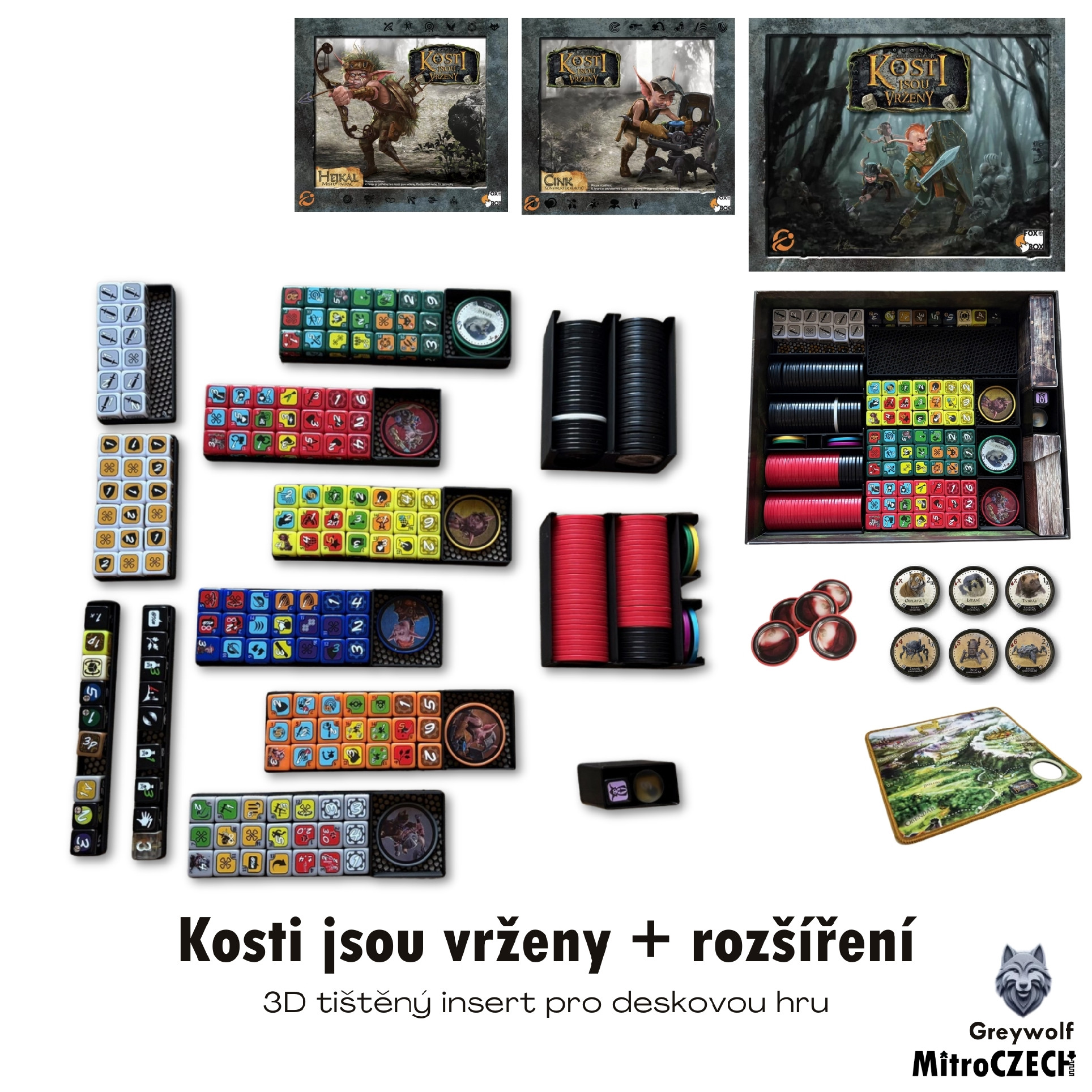 MitroCZECH Kosti jsou vrženy + rozšíření - insert pro hru Barva: Černá