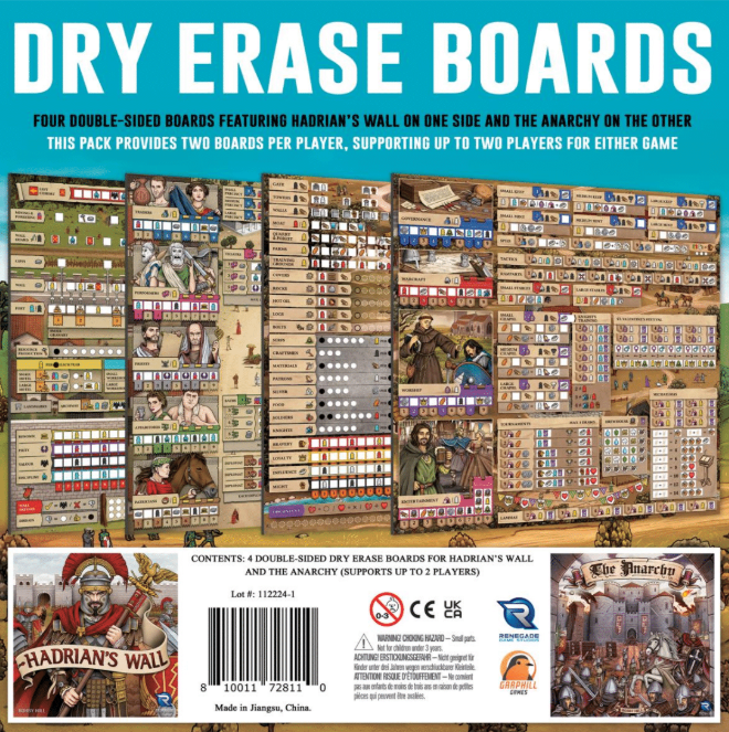 Renegade Game Studios Hadrians Wall and the Anarchy Dry Erase Boards