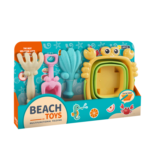 Sada na písek - Skladaci kyblik Krab s příslušenstvím 4 ks