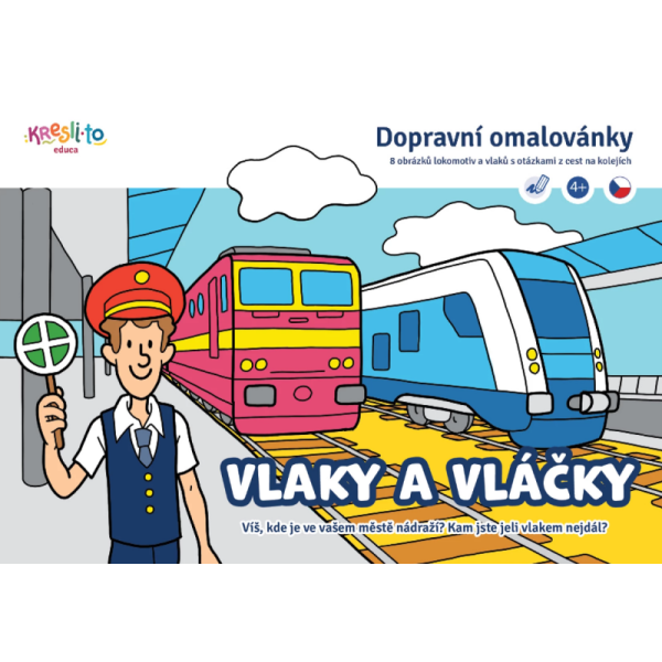 Vlaky a vláčky - Dopravní omalovánka A5