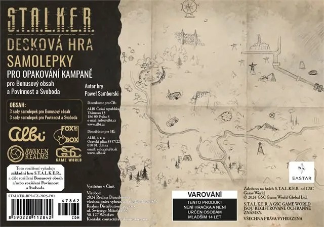 Albi Stalker - Sada náhradních samolepek a map 2 (S.T.A.L.K.E.R. The Board Game - Maps & Stickers campain Recharge Pack)