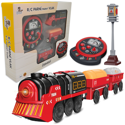 BABU vláčky - R/C Parní vlak - červený (se zvuky