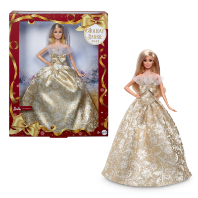 Barbie vánoční panenka blondýnka 2025