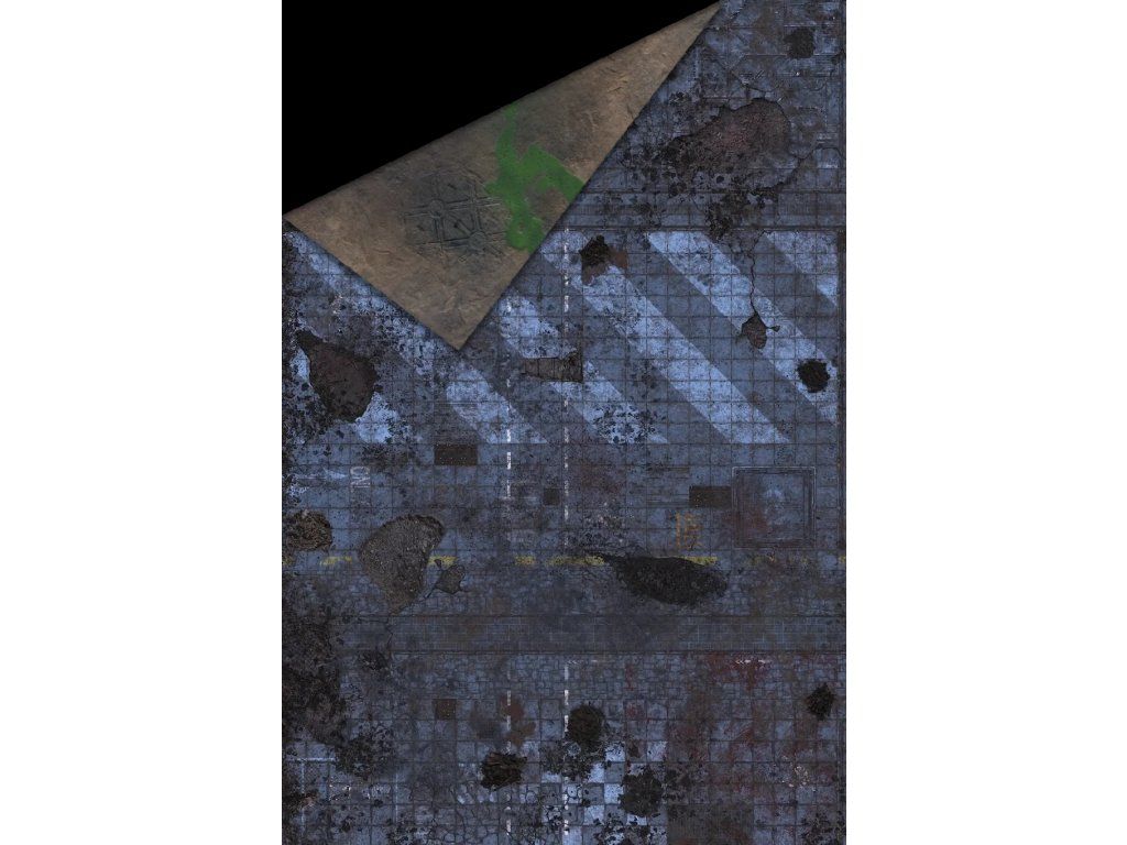 Gamemat.eu Oboustranná herní podložka 6'x4' (183 x 122cm) - různé motivy Varianta: Cyberpunk and Toxic Badlands (+brašna zdarma) (6x4 Double sided battle mat)