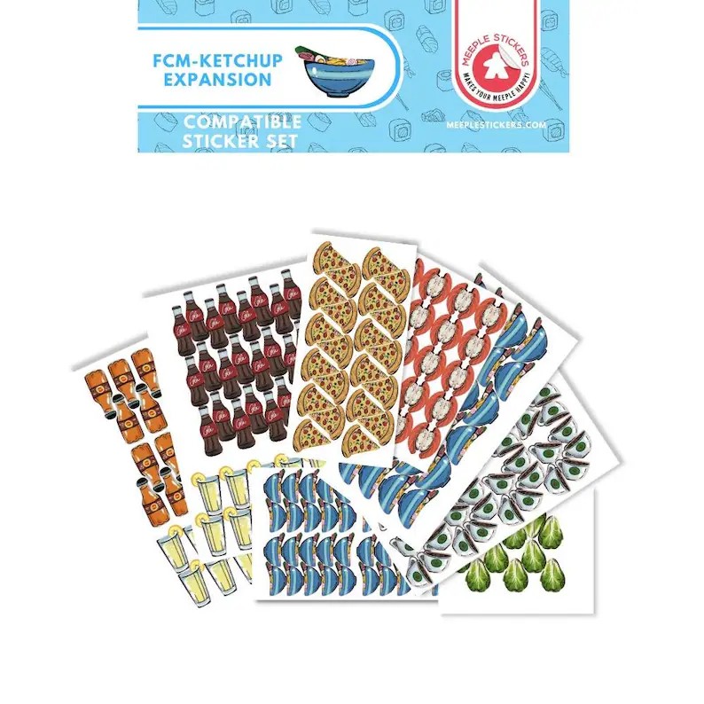 MeepleStickers Samolepky pro Králové rychlého občerstvení - rozšíření Ketchup (Food Chain Magnate - Ketchup Stickers)