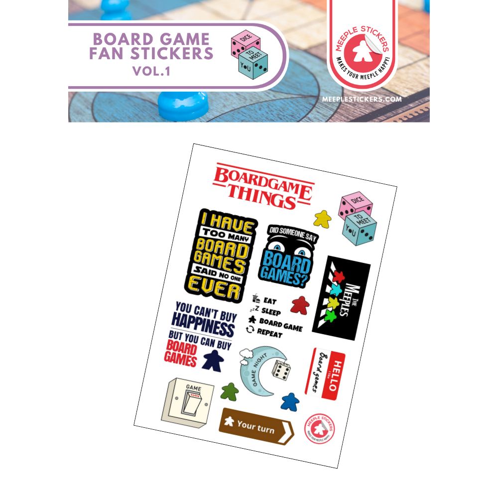 MeepleStickers Samolepky pro fanoušky deskových her set 1 (Board Game Fan Stickers set vol. 1)