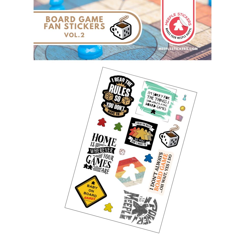 MeepleStickers Samolepky pro fanoušky deskových her set 2 (Board Game Fan Stickers set vol. 2)